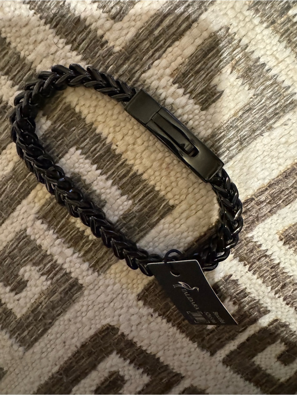 Talidara Men's Black Braided Stainless Steel Bracelet with Secure Clasp